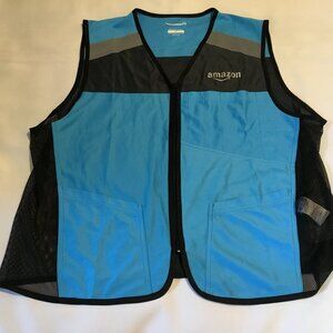 2 Amazon Luly Yang Vests Jacket Full Zip Blue Size XL Safety Driver Logo Black